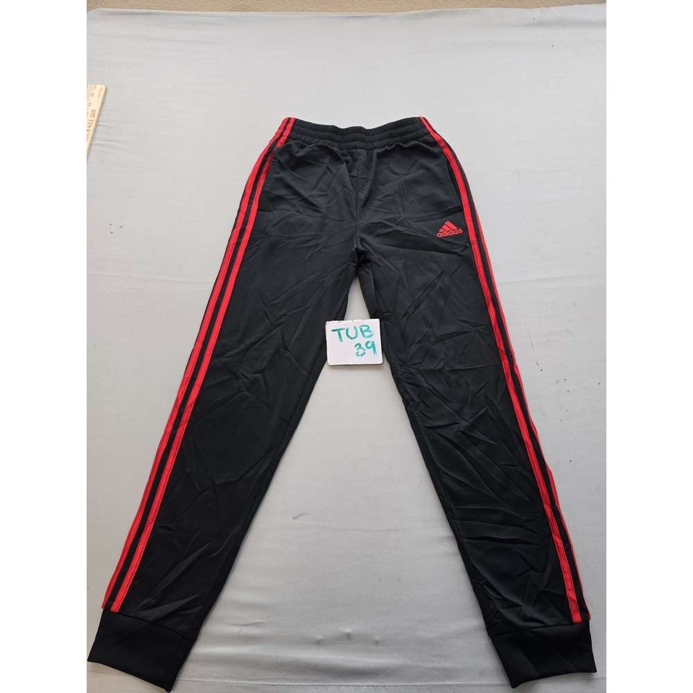 Adidas Youth Boys Track Pants Black Red Stripes Joggers Size M 10/12
